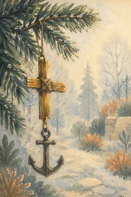 Evergreen Anchor Cross Hope Symbol