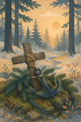 Anchor Cross Hope in Evergreen Forest