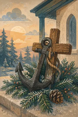 Evergreen Anchor Cross of Hope