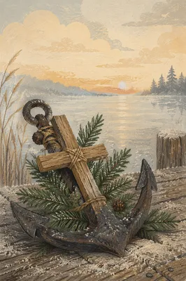 Anchor Cross with Evergreen Dawn Hope