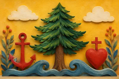 Evergreen Anchor and Cross Hope Symbol