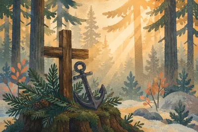 Evergreen Anchor and Cross Hope Symbol