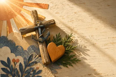 Anchor and Cross Hope with Evergreen Sprigs