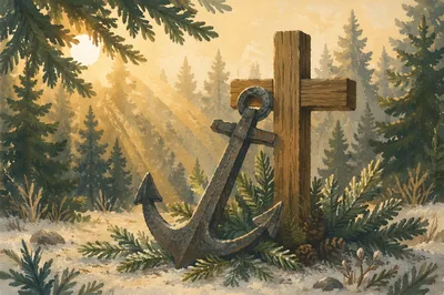 Evergreen Anchor and Cross Hope Symbol