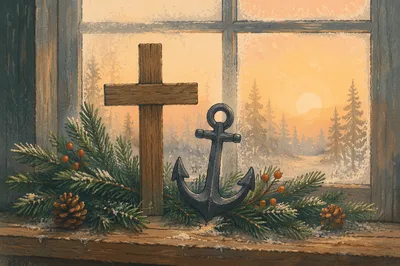 Evergreen Anchor and Cross Hope Symbol