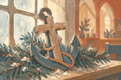 Evergreen Anchor Cross Hope Symbol