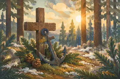 Evergreen Anchor and Cross Hope Symbol