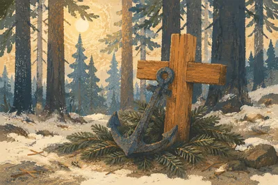 Evergreen Anchor and Cross Hope Symbol