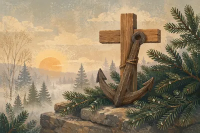 Evergreen Anchor and Cross of Hope