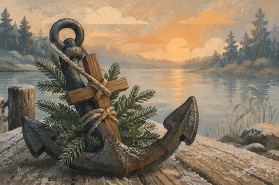 Anchor and Cross Hope at Misty Dawn