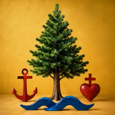 Evergreen Anchor Cross Hope Symbol