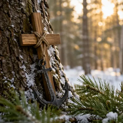 Evergreen Anchor Cross Hope Symbol