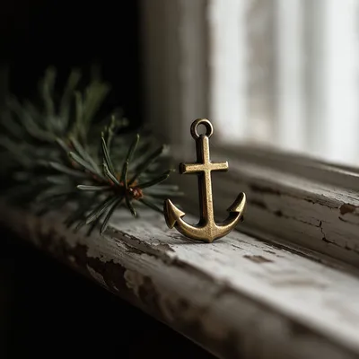 Anchor Cross Hope Charm with Evergreen