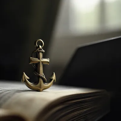 Antique Anchor Cross on Open Book