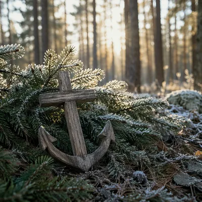 Evergreen Anchor Cross Hope Symbol