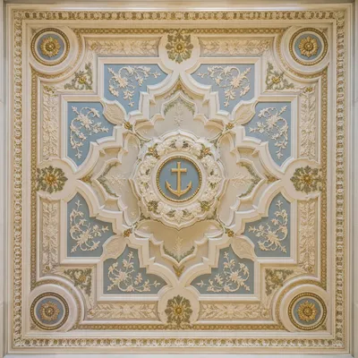 Ornate Ceiling with Anchor Cross Emblem
