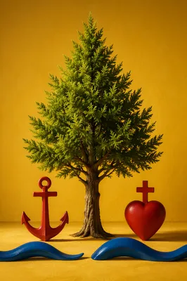 Evergreen Anchor Cross Hope Symbol
