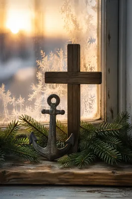 Anchor and Cross in Evergreen Dawn