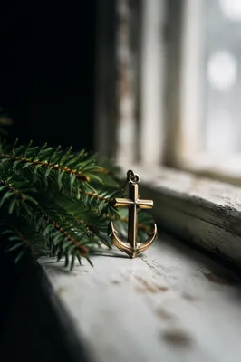 Aged Brass Anchor Cross Hope Charm