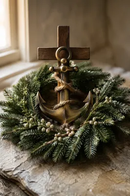 Evergreen Anchor and Cross Hope Symbol