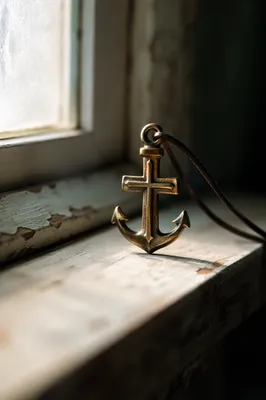 Aged Anchor Cross Pendant by Window