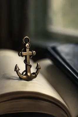 Antique Anchor Cross Pendant on Open Book