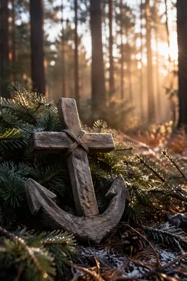 Evergreen Anchor Cross Hope Symbol