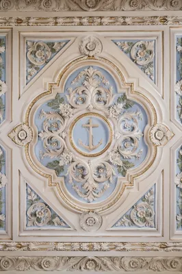 Historic Ceiling with Anchor Cross Emblem