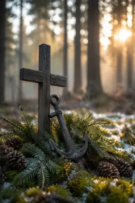 Evergreen Anchor and Cross Hope Symbol