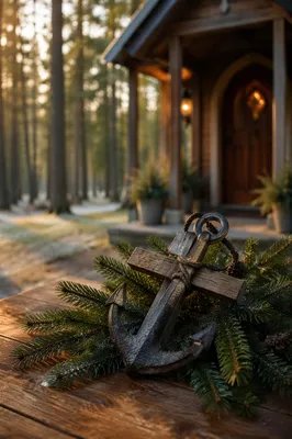 Anchor and Cross Hope Among Evergreens