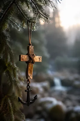 Anchor Cross Hope on Evergreen Branch
