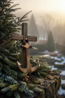 Evergreen Anchor and Cross Hope Symbol