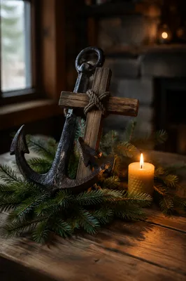 Anchor Cross on Evergreen Hope Display