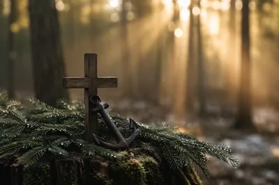 Evergreen Anchor and Cross Hope Symbol