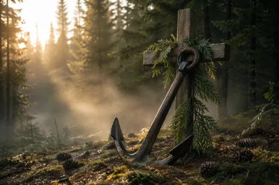 Anchor and Cross in Evergreen Morning