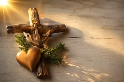 Driftwood Cross and Anchor Hope Still Life