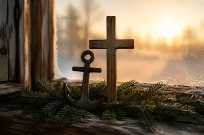 Anchor and Cross in Evergreen Dawn