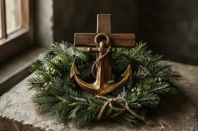 Anchor and Cross Evergreen Hope Symbol