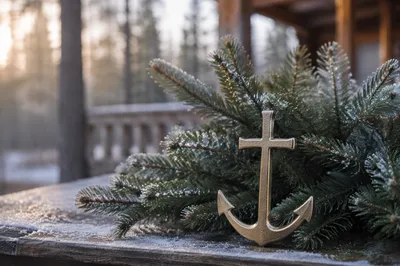 Brass Anchor Cross Hope in Evergreens
