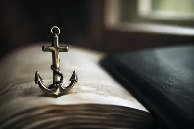 Antique Anchor Cross on Open Book