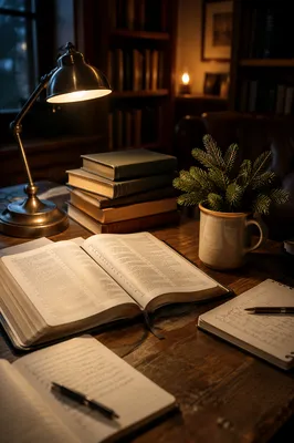 Bible Commentary Study Desk with Evergreen