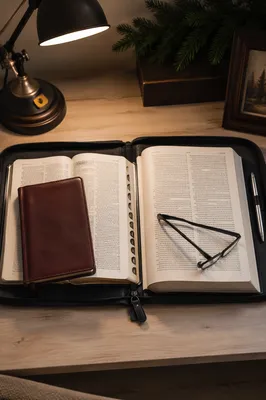 Open Bible Commentary Study Desk Scene