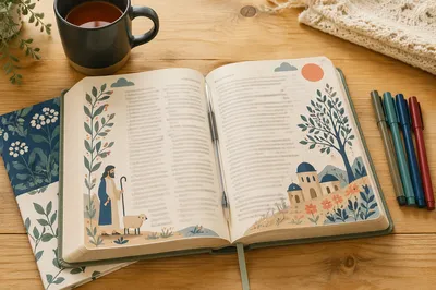 Evergreen Bible Journaling with Colored Pens