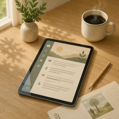 Cozy Bible Study Tablet and Coffee