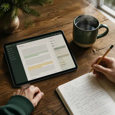 Bible Study App with Coffee on Table
