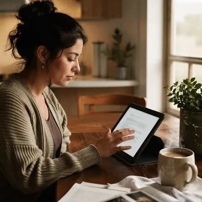 Morning Bible Study on Tablet and Coffee