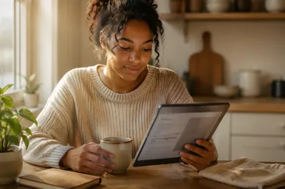 Woman with Tablet and Morning Coffee