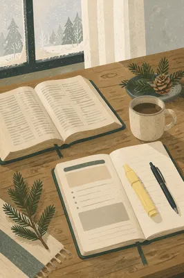 Evergreen Bible Study Table with Workbook