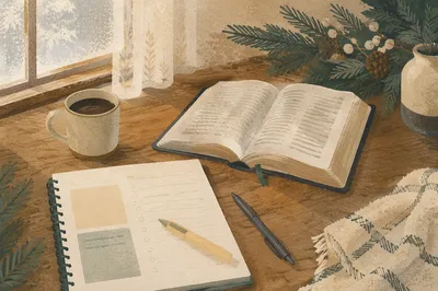 Peaceful Bible Study Table by Window