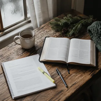 Peaceful Bible Study Morning Table Scene